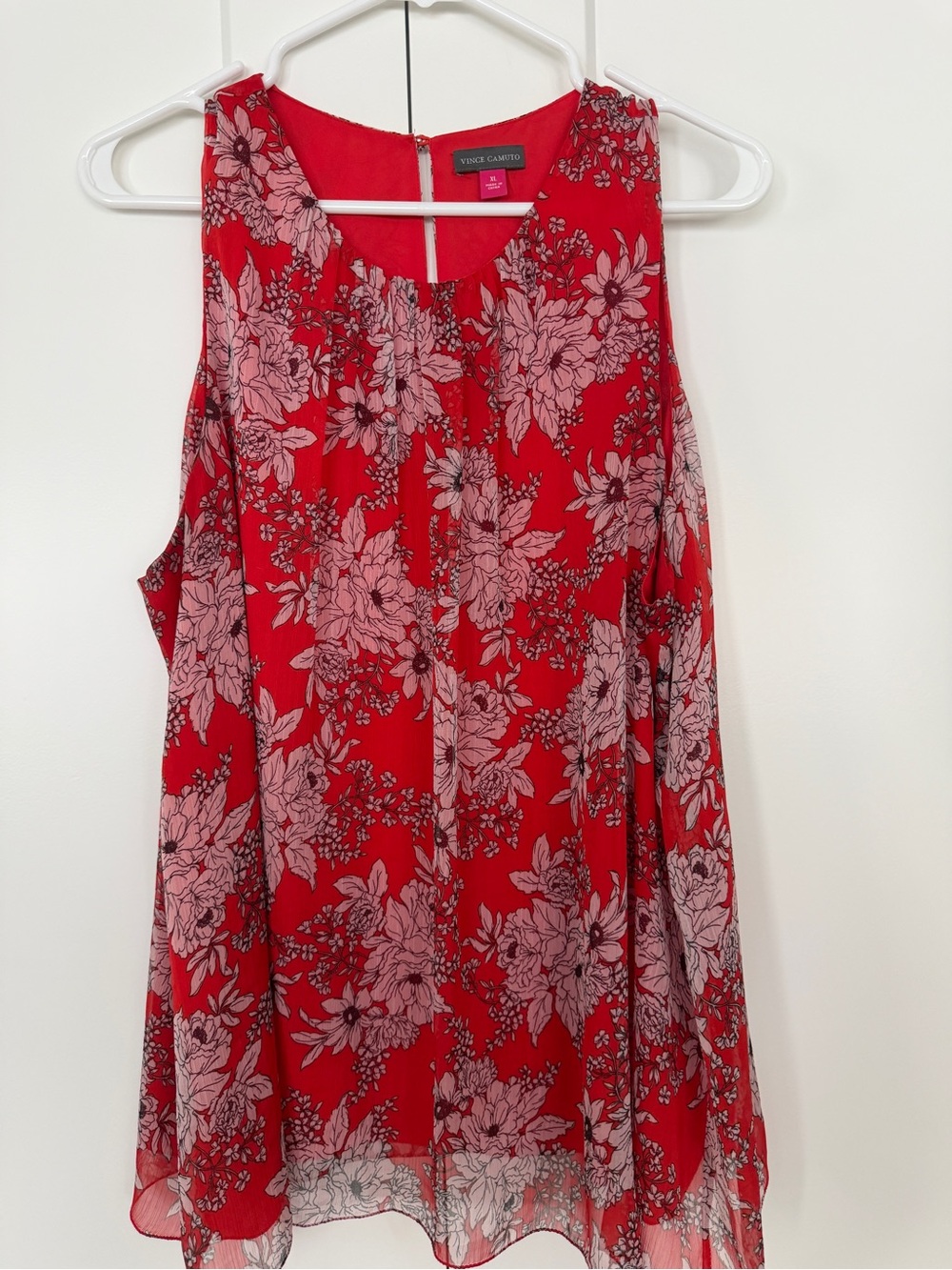 Vince Camuto Red Floral Sleeveless Tank